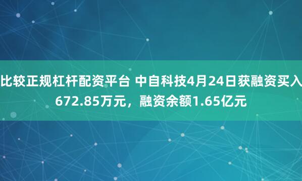 比较正规杠杆配资平台 中自科技4月24日获融资买入672.85万元,融资余额1.65亿元